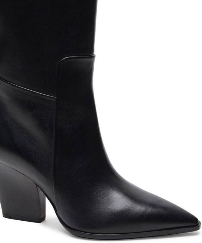 Santoni Western-style leather knee-high boots Black