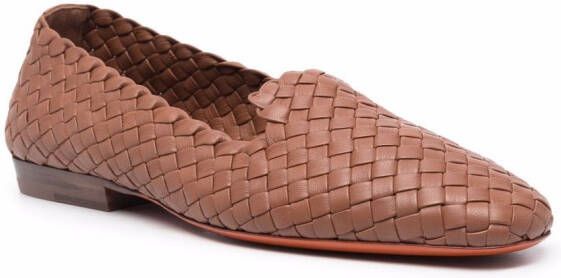 Santoni woven almond-toe slippers Brown