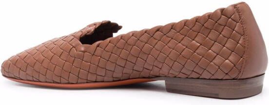 Santoni woven almond-toe slippers Brown