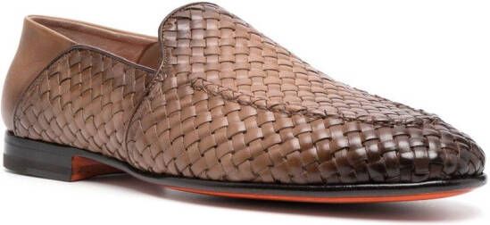 Santoni woven leather loafers Brown