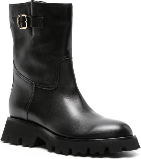 Santoni zip-up ankle leather boots Black