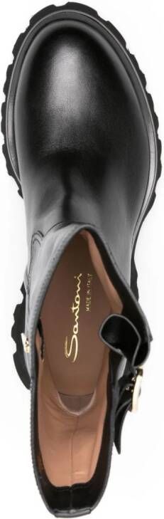 Santoni zip-up ankle leather boots Black