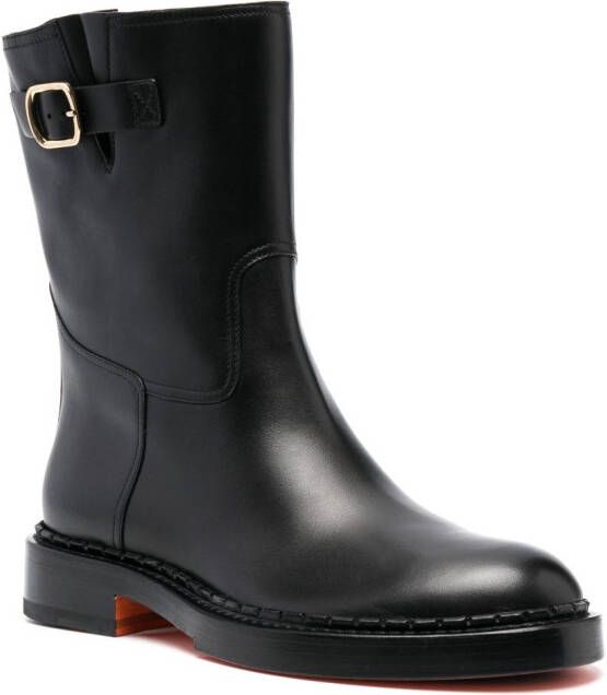 Santoni zip-up leather ankle boots Black