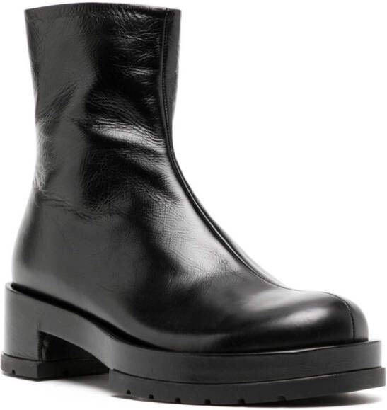 SAPIO zip-up leather boots Black