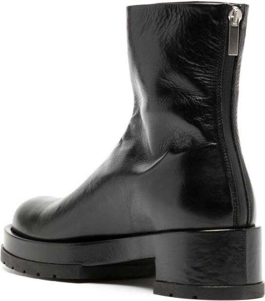 SAPIO zip-up leather boots Black