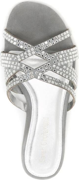 Sarah Chofakian Alix crystal-embellished sandals Grey