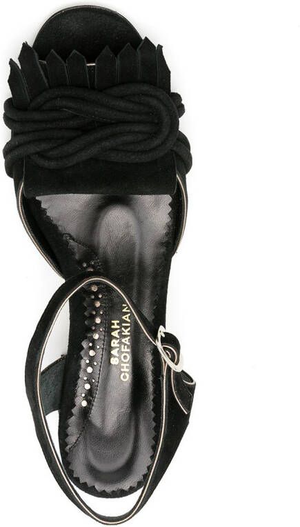 Sarah Chofakian Antonieta fringe-flap sandals Black