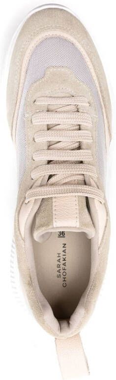 Sarah Chofakian Bell panelled low-top sneakers Neutrals
