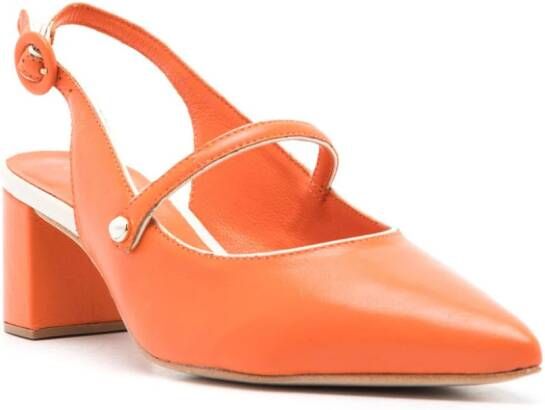 Sarah Chofakian Bertha 40mm pointed-toe leather pumps Orange