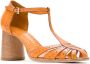 Sarah Chofakian block heel leather pumps Orange - Thumbnail 2