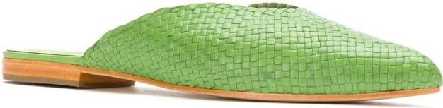 Sarah Chofakian braided leather mules Green