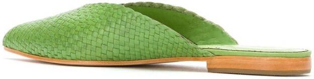 Sarah Chofakian braided leather mules Green