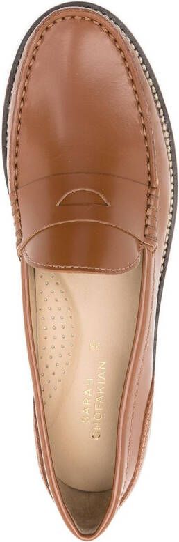 Sarah Chofakian Brighton mocassin leather slippers Brown