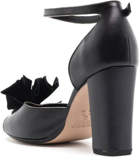 Sarah Chofakian Chantilly 75mm floral-appliqué leather sandals Black