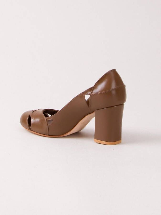 Sarah Chofakian chunky heel pumps Brown