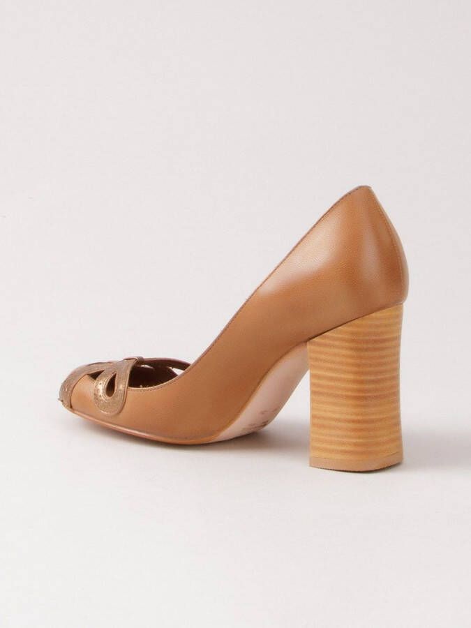 Sarah Chofakian chunky heel pumps Brown