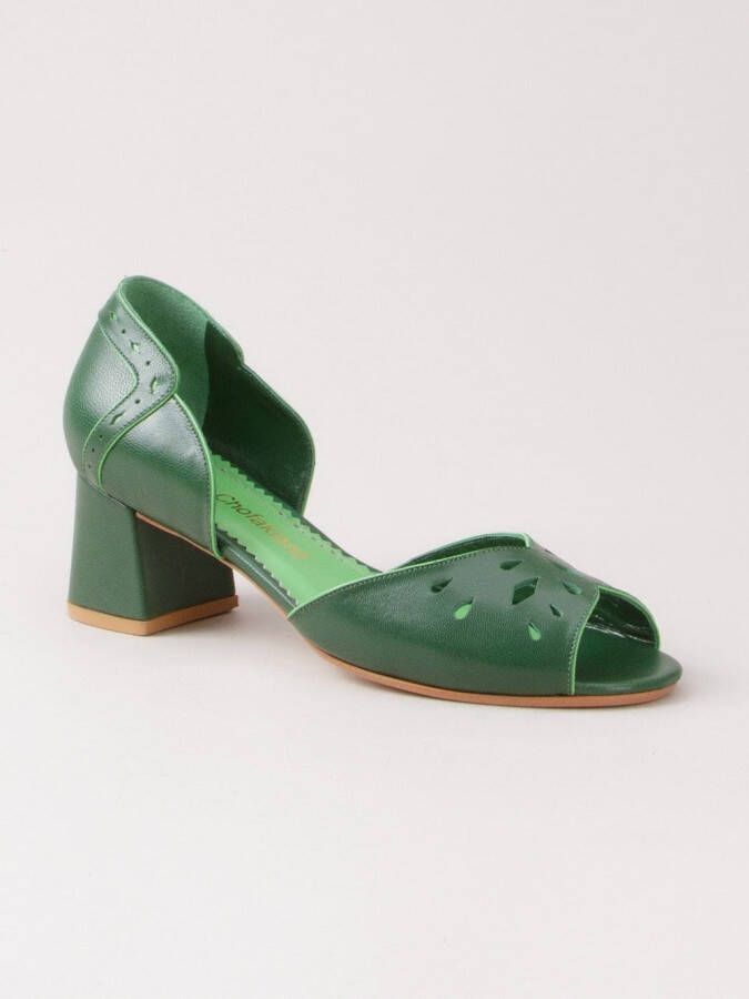 Sarah Chofakian chunky heel pumps Green