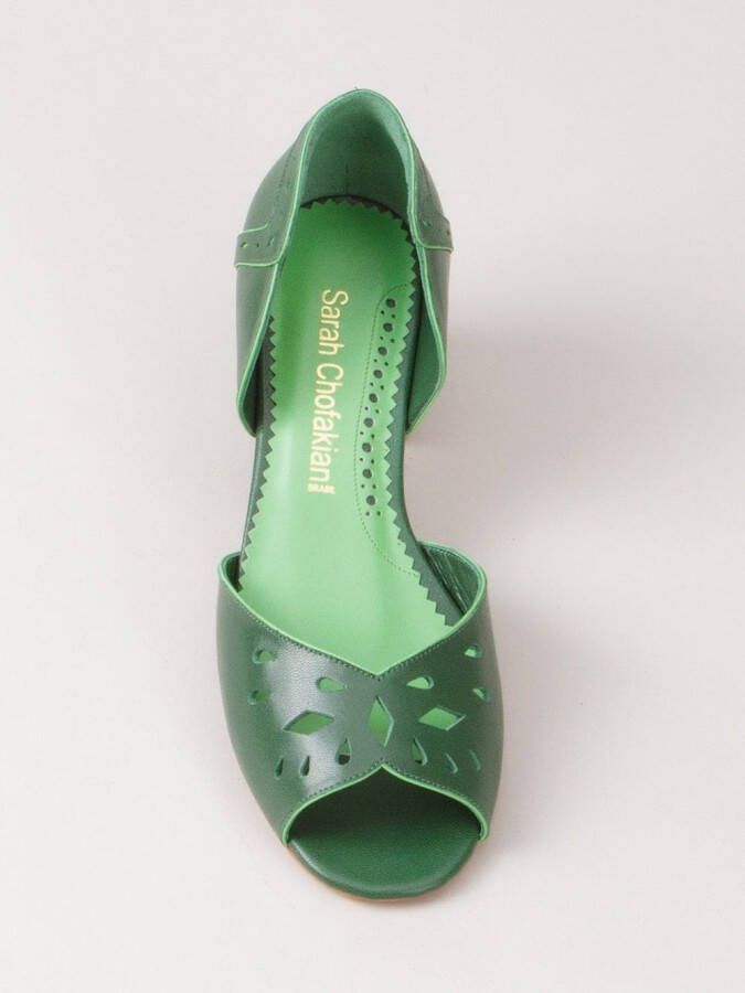 Sarah Chofakian chunky heel pumps Green