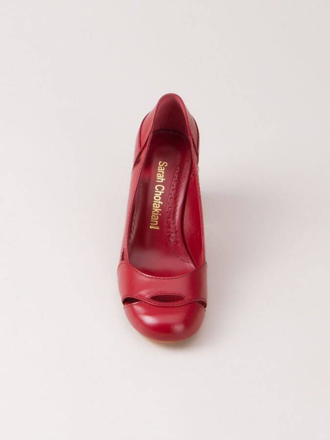 Sarah Chofakian chunky heel pumps Red