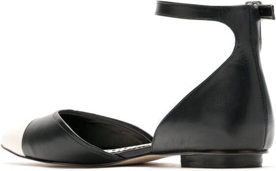 Sarah Chofakian Cisne flat leather sandals Black