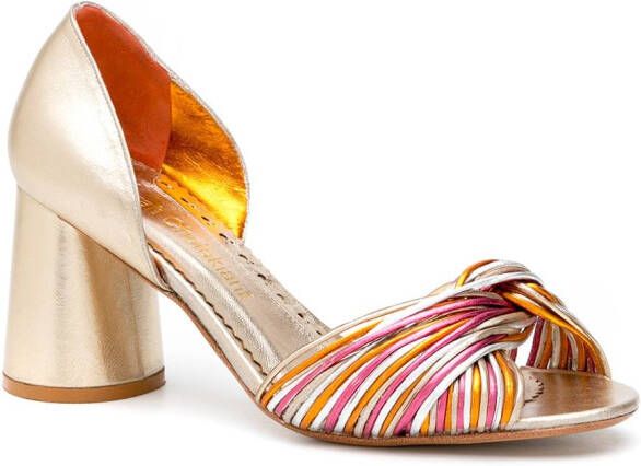 Sarah Chofakian Colagem metallic sandals Gold