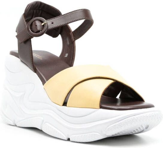 Sarah Chofakian Comfort platform leather sandals Brown