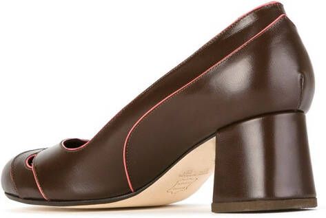 Sarah Chofakian contrast piped pumps Brown
