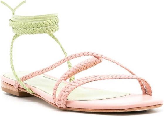 Sarah Chofakian Courtney braided-strap flat sandals Neutrals