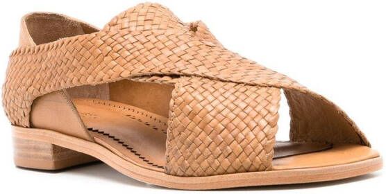 Sarah Chofakian cross-strap flat sandals Brown