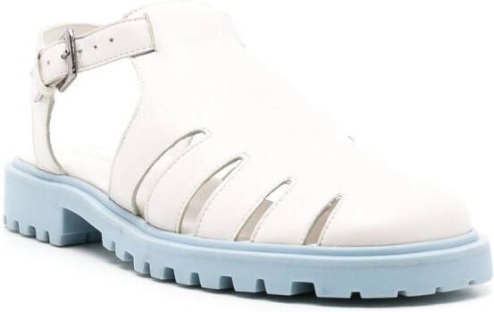 Sarah Chofakian cut-out detailed leather sandals White