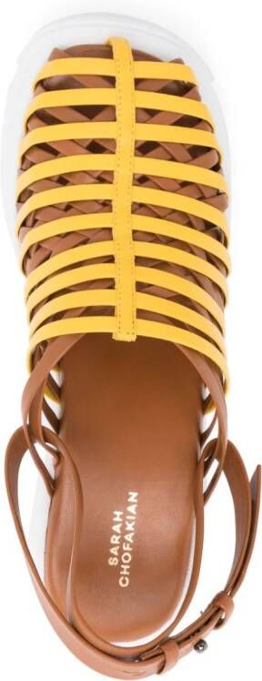 Sarah Chofakian Drian 95mm strappy wedge sandals Brown