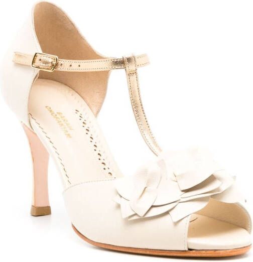 Sarah Chofakian Eve 80mm T-bar sandals White