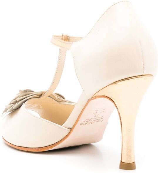 Sarah Chofakian Eve 80mm T-bar sandals White