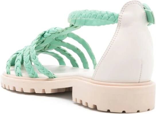 Sarah Chofakian Flanner caged braided sandals Green