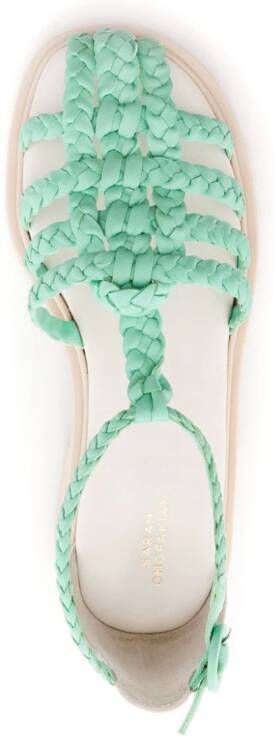 Sarah Chofakian Flanner caged braided sandals Green