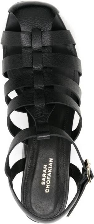 Sarah Chofakian Fleure 70mm leather sandals Black