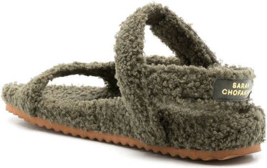 Sarah Chofakian fluffy touch-strap sandals Green