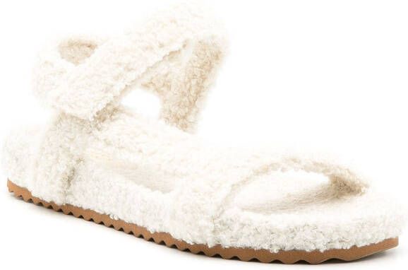 Sarah Chofakian fluffy touch-strap sandals White