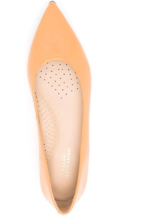 Sarah Chofakian Francesca leather ballerina shoes Orange