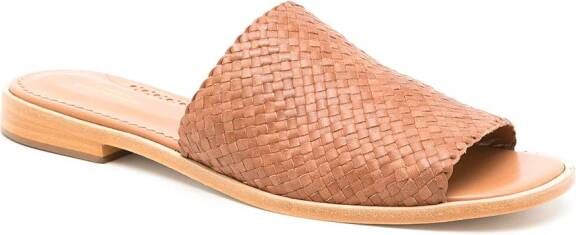 Sarah Chofakian interwoven flat leather sandals Brown