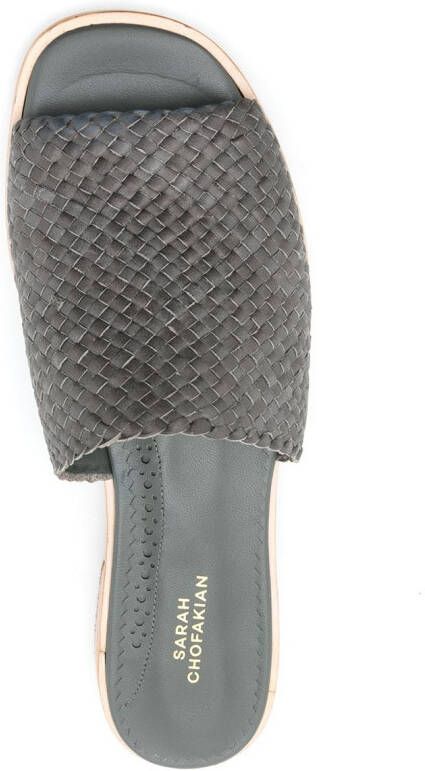 Sarah Chofakian interwoven flat leather sandals Grey