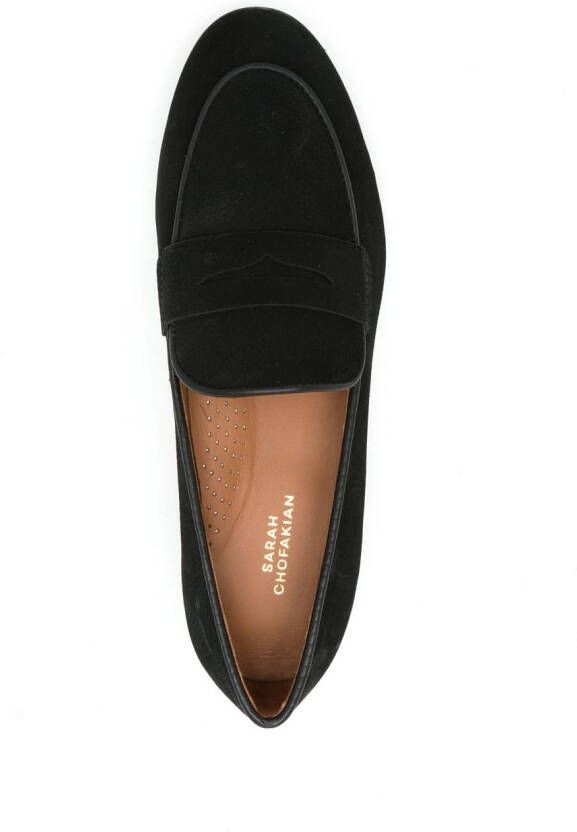 Sarah Chofakian Lauren penny-slot leather loafers Black