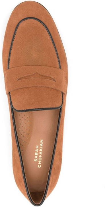 Sarah Chofakian Lauren penny-slot leather loafers Brown