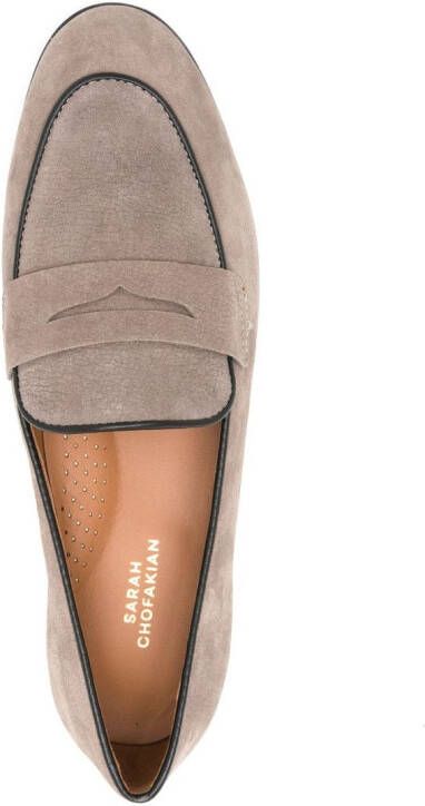 Sarah Chofakian Lauren penny-slot leather loafers Neutrals