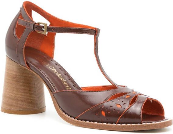 Sarah Chofakian leather Manchester sandals Brown