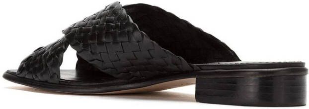 Sarah Chofakian leather woven flat sandals Black