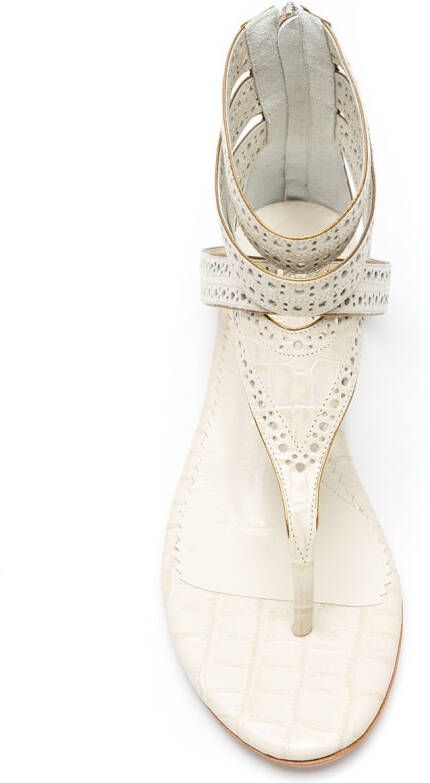 Sarah Chofakian Lis leather flat sandals White