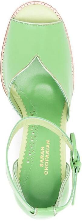 Sarah Chofakian Lorraine 75mm leather sandals Green