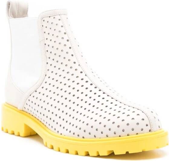 Sarah Chofakian Louis leather ankle boots White