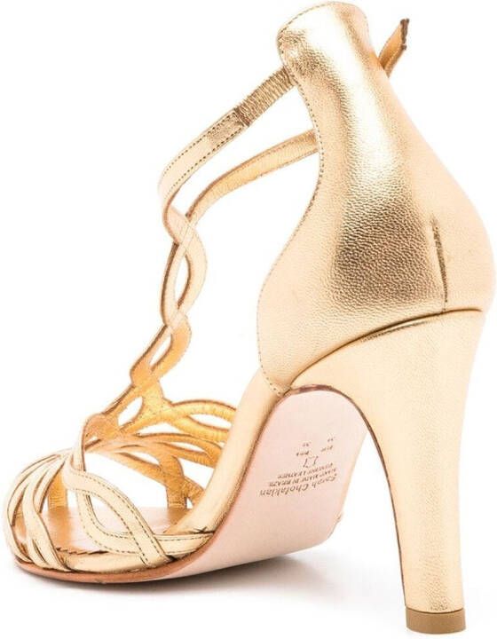 Sarah Chofakian metallic Daiana 100mm sandals Gold